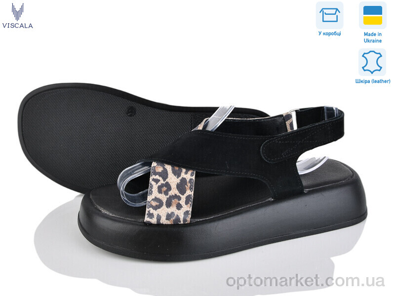 Купить Босоніжки жіночі 23211 ч.з.+лео нуб. Viscala чорний, фото 1