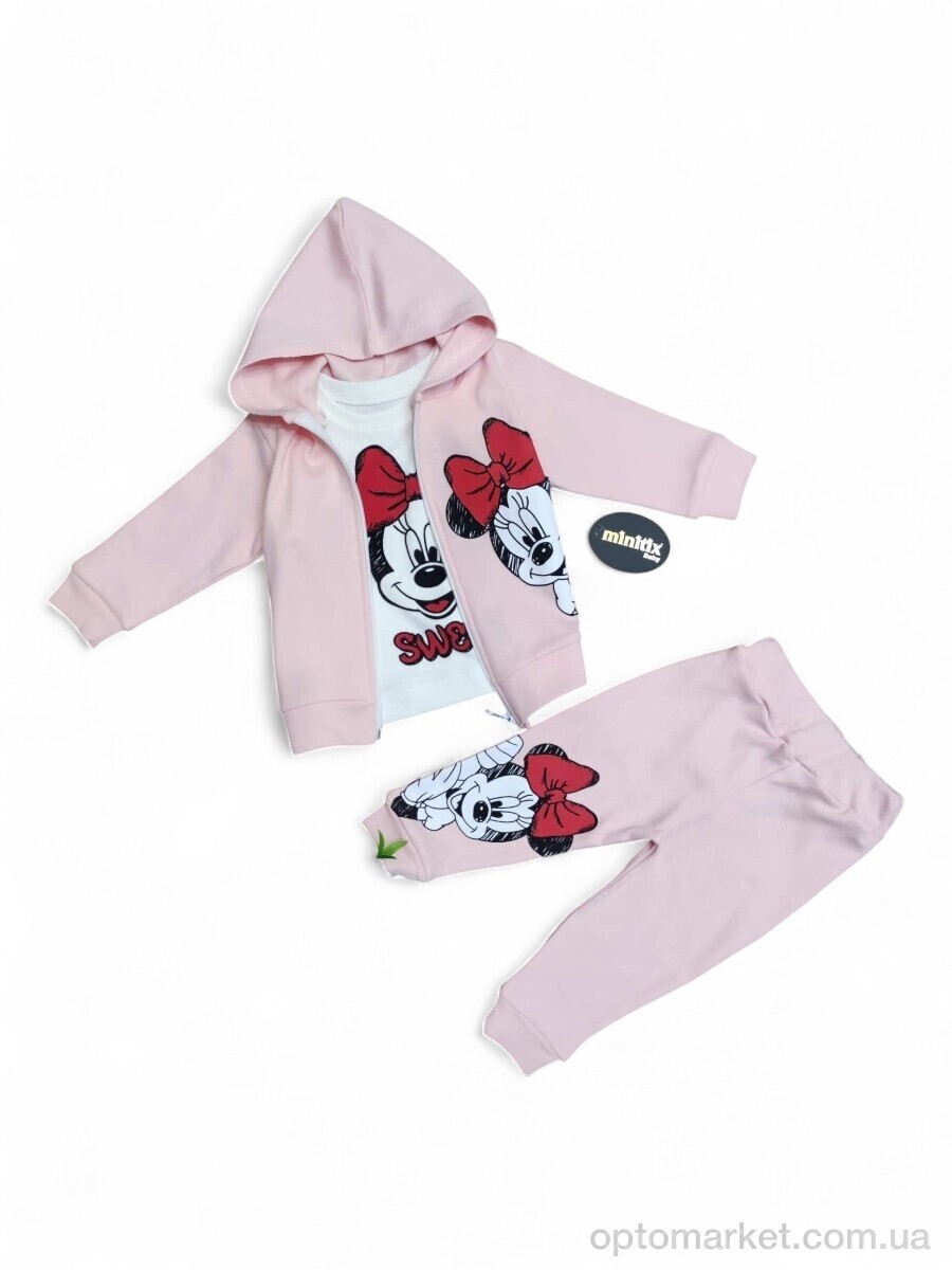 Купить Комплекти дитячі дитячі 23536 пудровий костюм-трійка Minitix Kids рожевий, фото 1