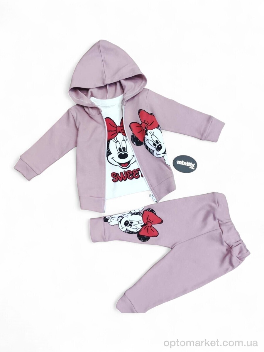 Купить Комплекти дитячі дитячі 23536 т.пудра костюм-трійка Minitix Kids рожевий, фото 1