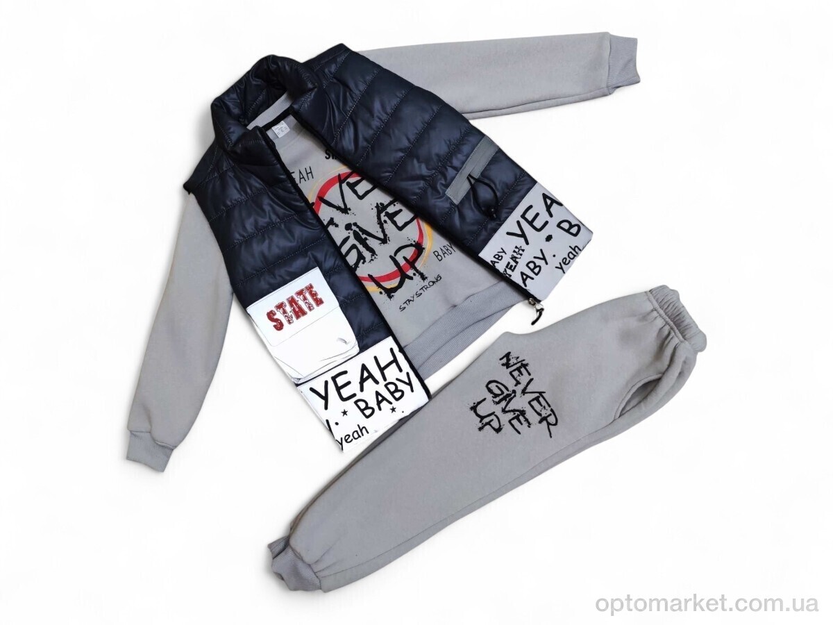 Купить Комплекти дитячі дитячі 2520 сірий жилетка-кофта-штани Dicle Kids сірий, фото 1