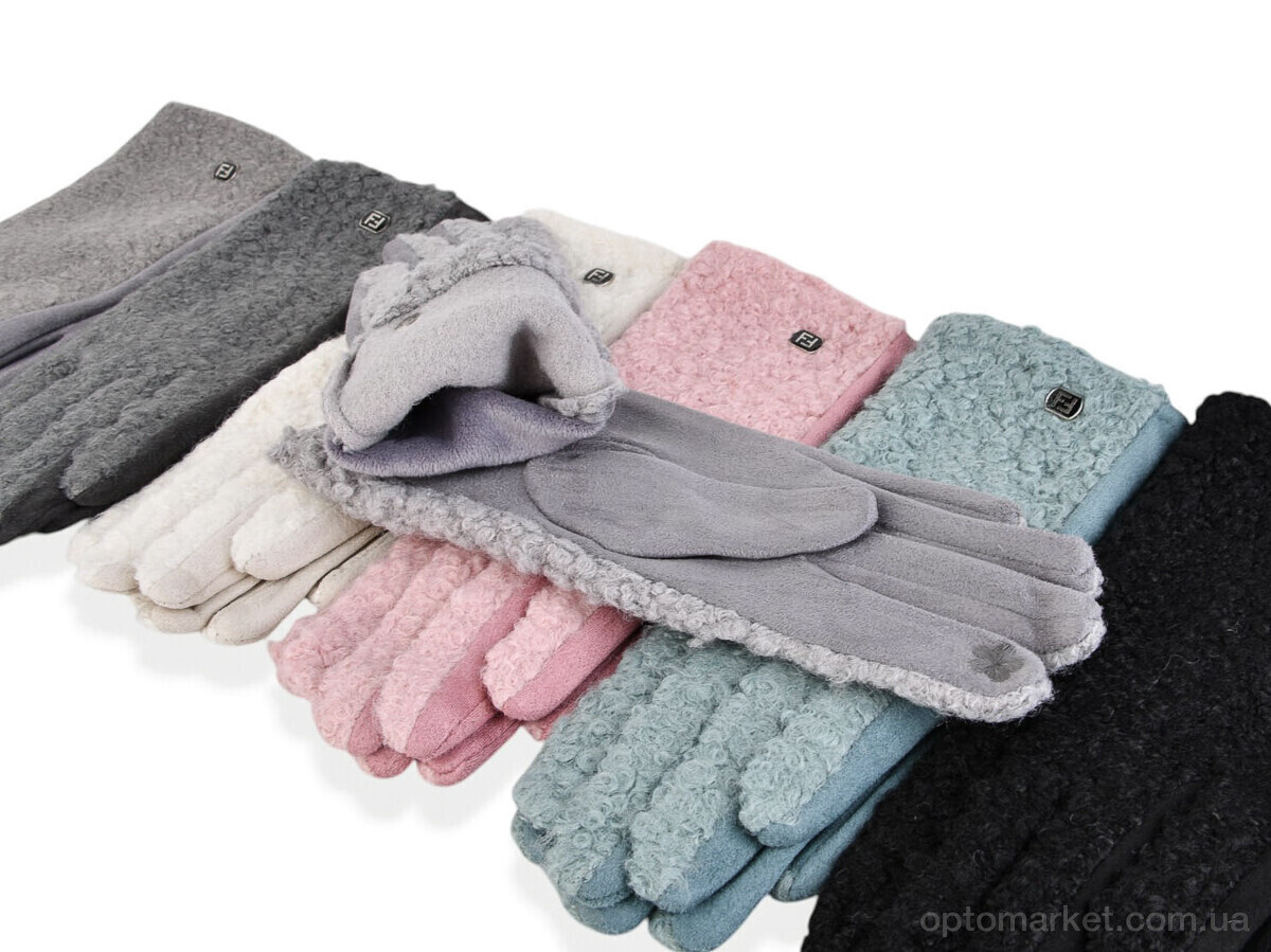 Купить Рукавички жіночі 262-3 (тедді-замша) mix Yue мікс, фото 2