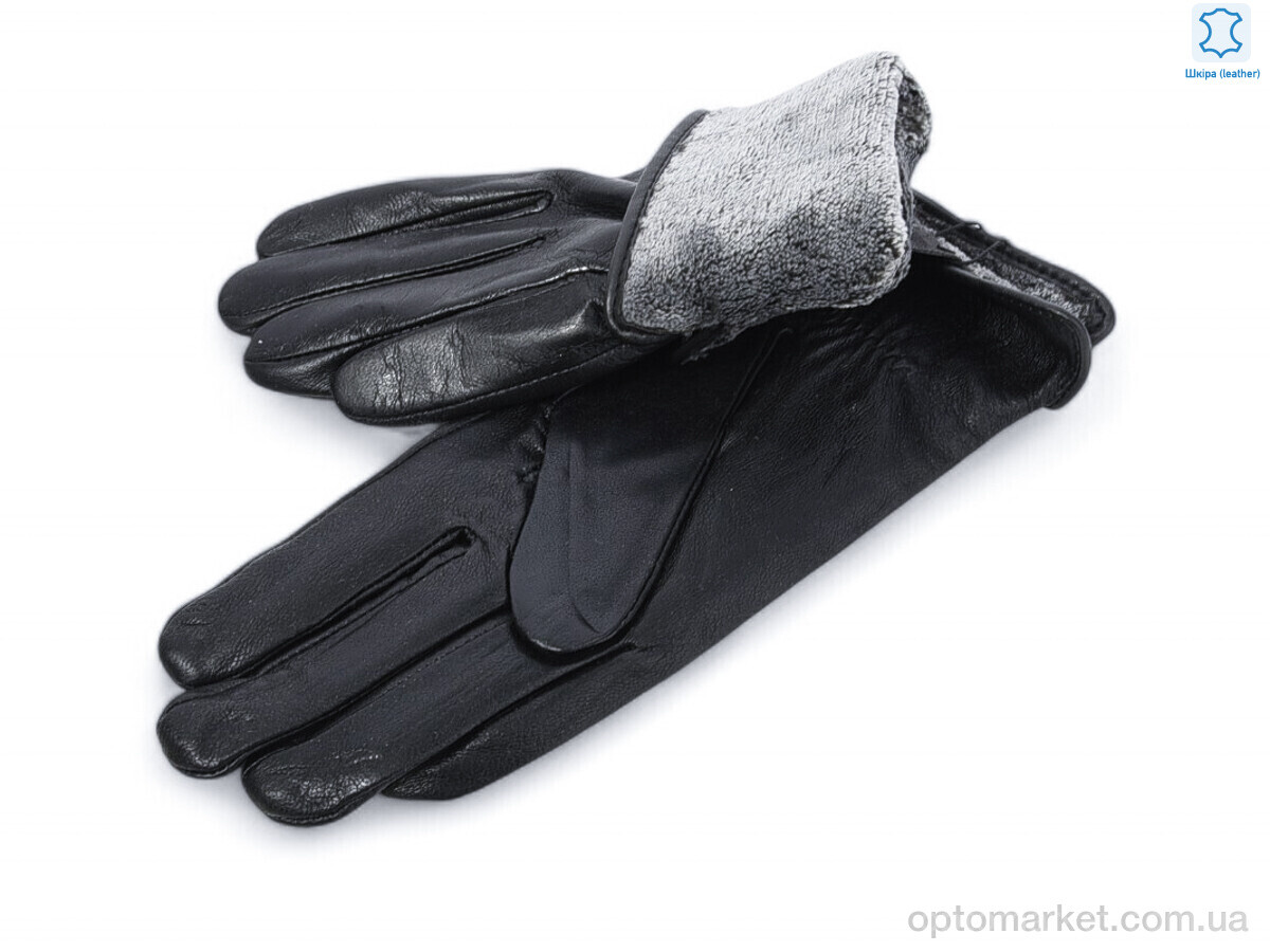 Купить Рукавички жіночі 3 black шкіра кози махра Rubi чорний, фото 2