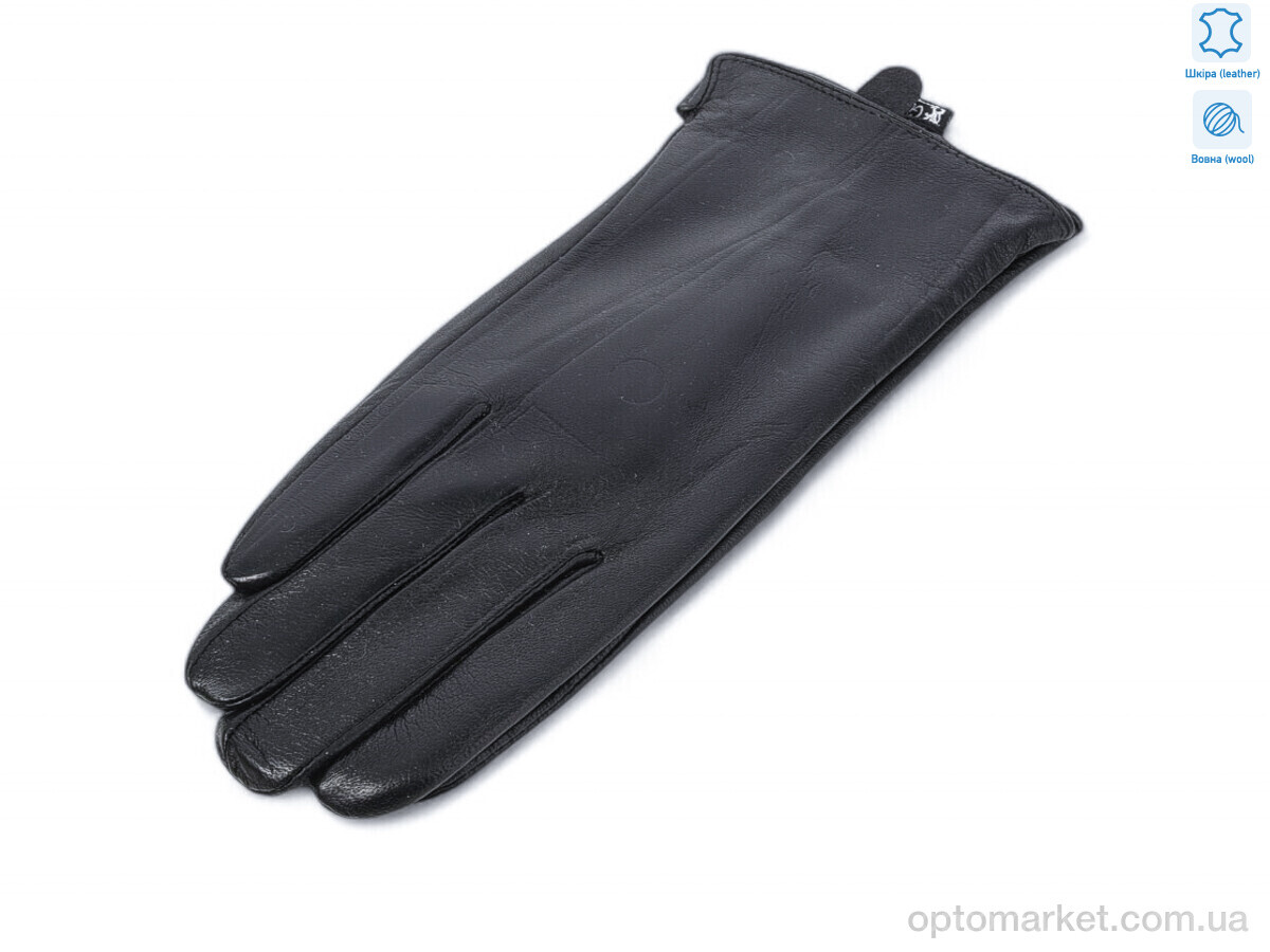 Купить Рукавички жіночі 3 black шкіра вовна Rubi чорний, фото 1