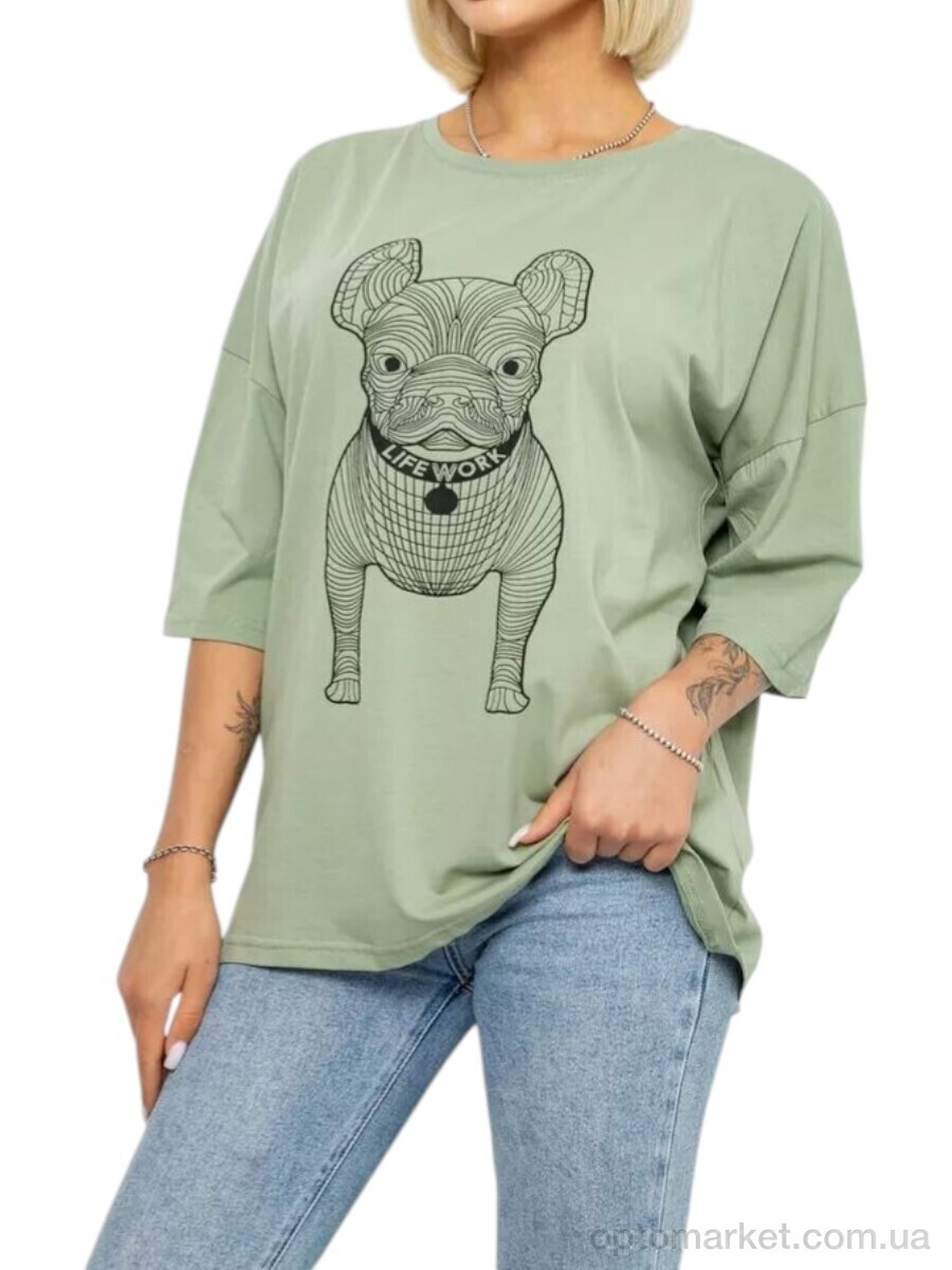 Купить Футболка жіночі 3005 св.олива Massmag зелений, фото 2