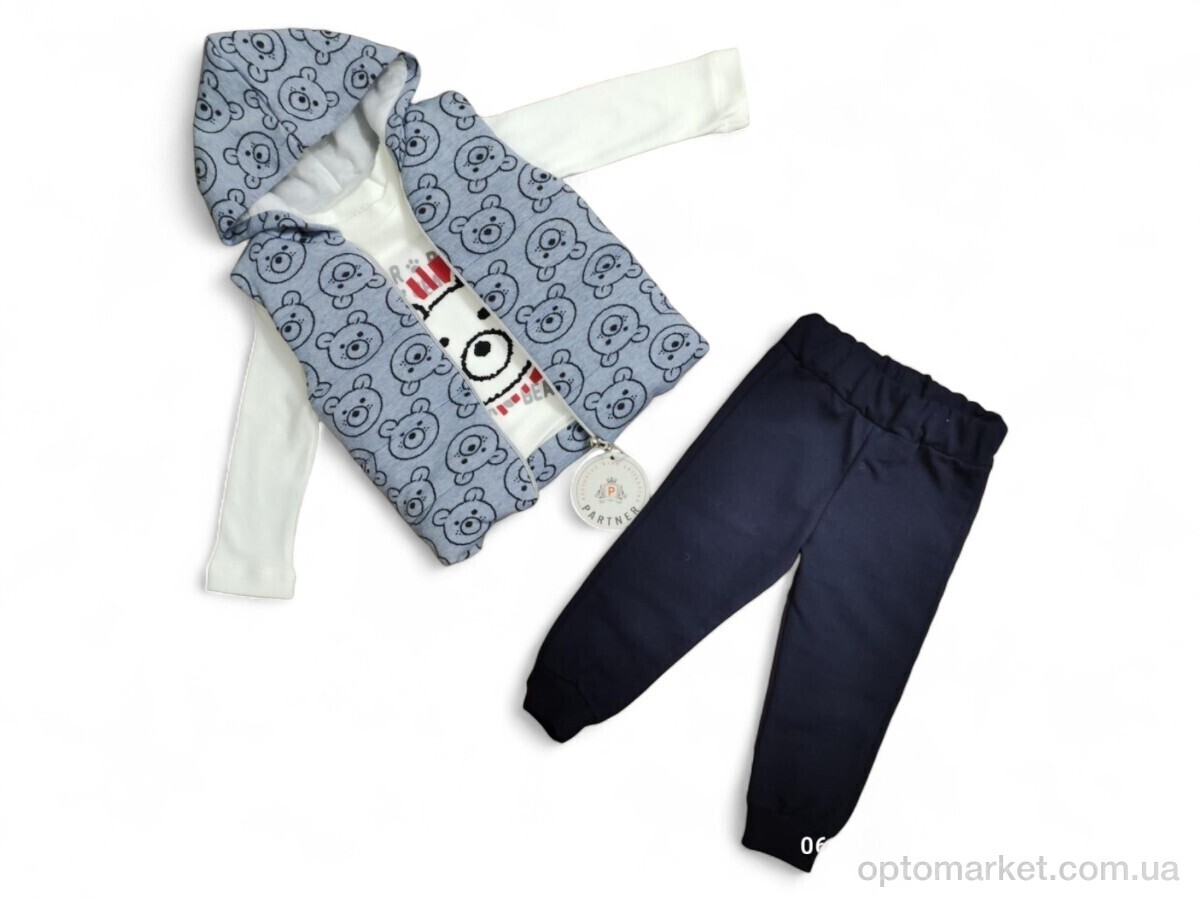 Купить Комплекти дитячі дитячі 3210 блакитний жилетка-реглан-штани Partner Baby блакитний, фото 1