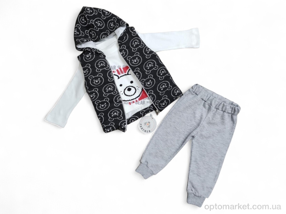 Купить Комплекти дитячі дитячі 3210 чорний жилетка-реглан-штани Partner Baby чорний, фото 1