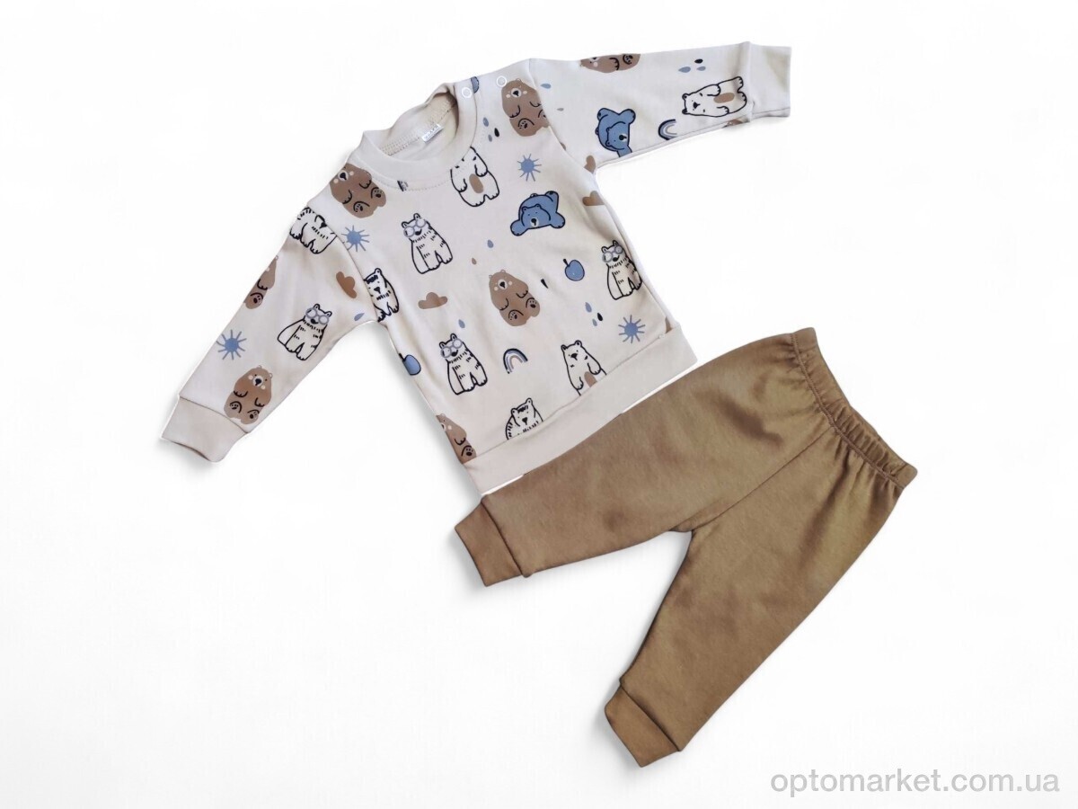 Купить Пижама дитячі 35601 коричневий реглан-штани Giddy Kids коричневий, фото 1