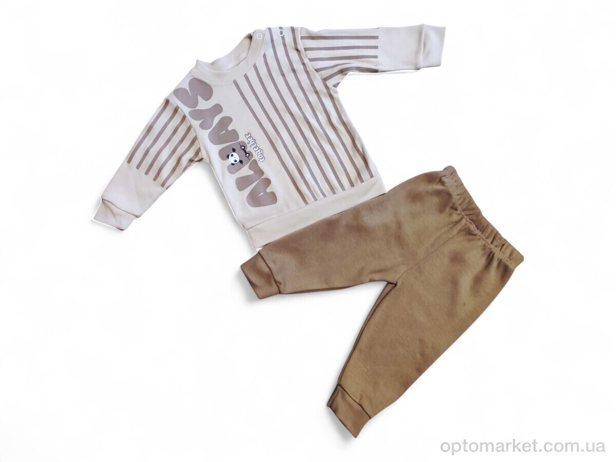 Купить Пижама дитячі 35602 коричневий реглан-штани Giddy Kids коричневий, фото 1