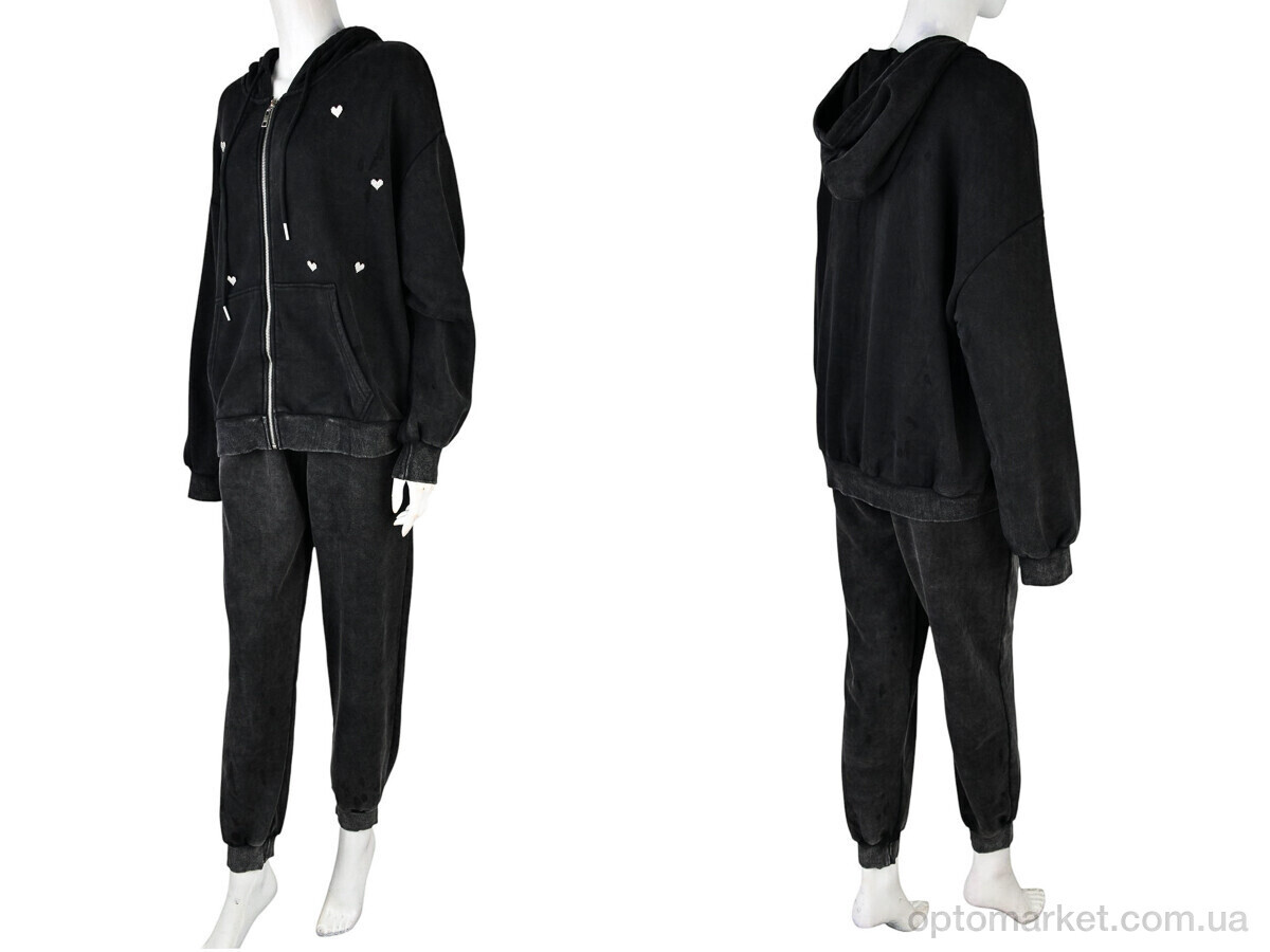 Купить Спортивний костюм жіночі 4245-J047 black Evinos чорний, фото 3