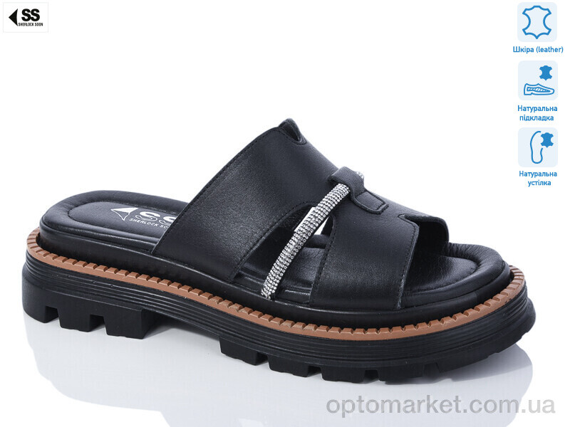 Купить Шльопанці жіночі 43(08) Sherlock Soon чорний, фото 1