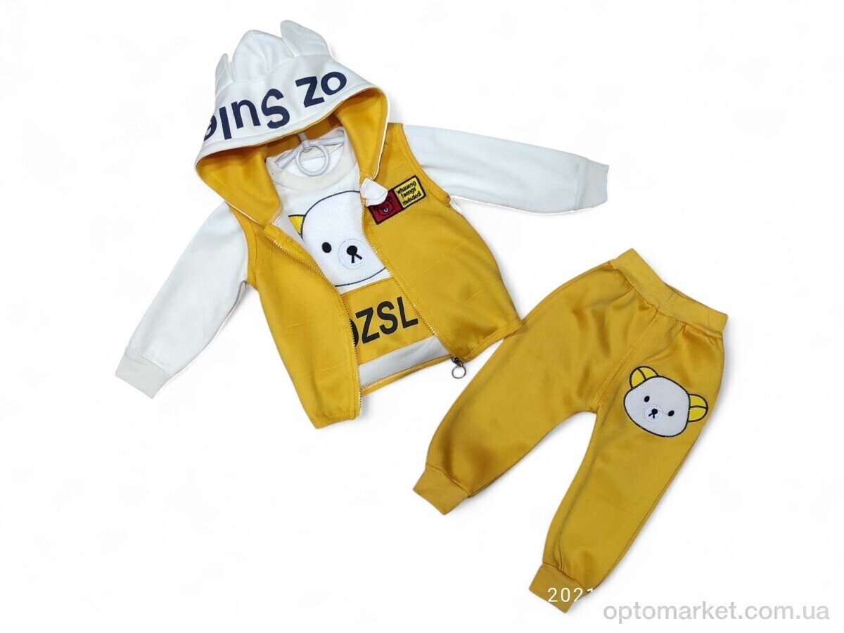 Купить Комплекти дитячі дитячі 4717 гірчичний жилетка-реглан-штани Sport жовтий, фото 1
