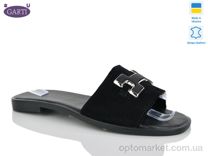 Купить Шльопанці жіночі 52 чорний замш Garti чорний, фото 1