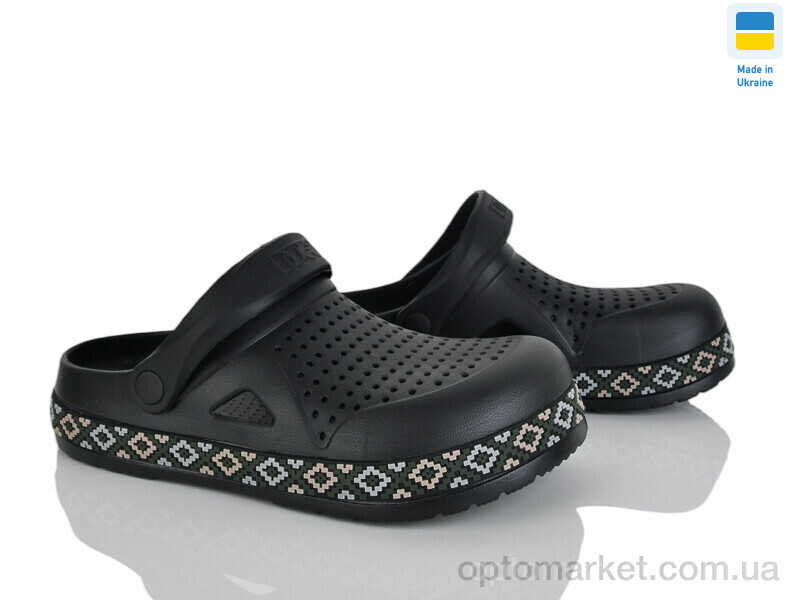 Купить Крокси чоловічі 521 вишиванка чорний Dago чорний, фото 1