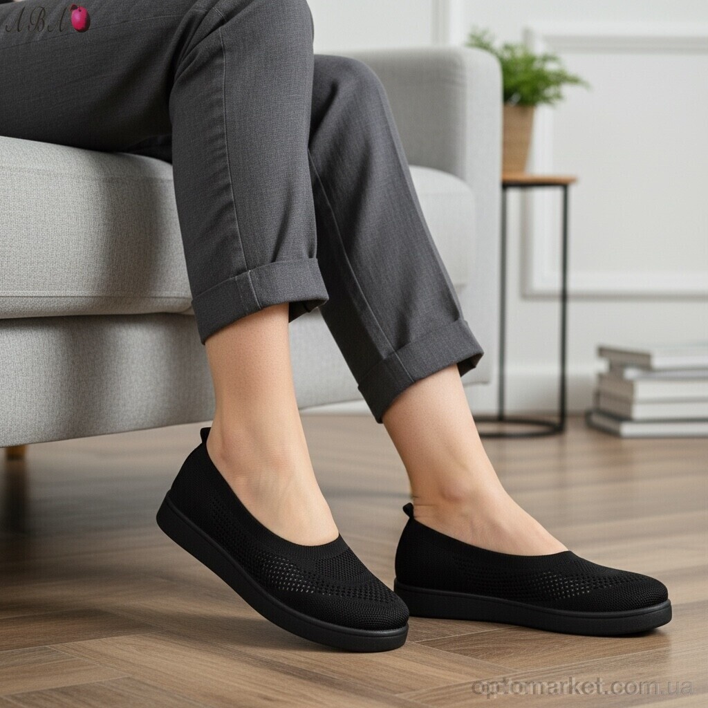 Купить Балетки жіночі 5861-1 Aba чорний, фото 2