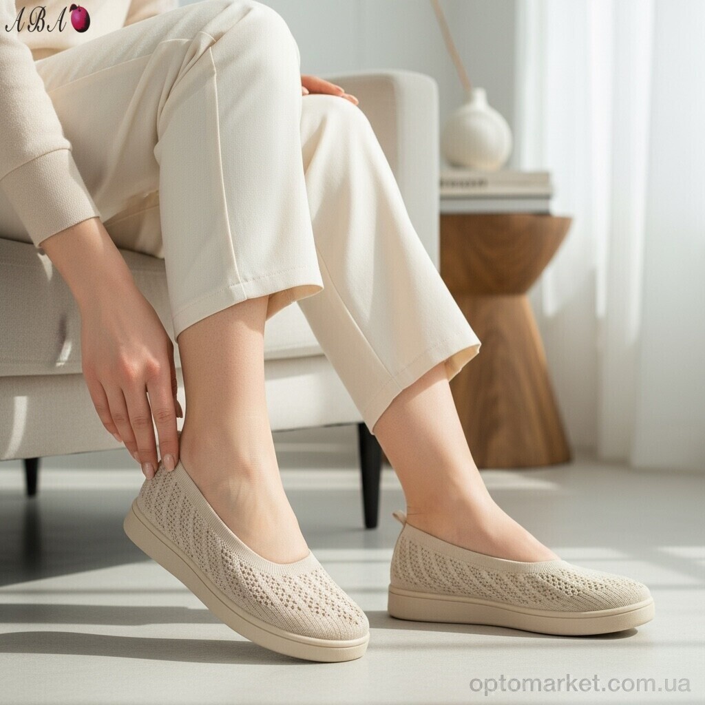 Купить Балетки жіночі 5862-1-2 Aba бежевий, фото 2