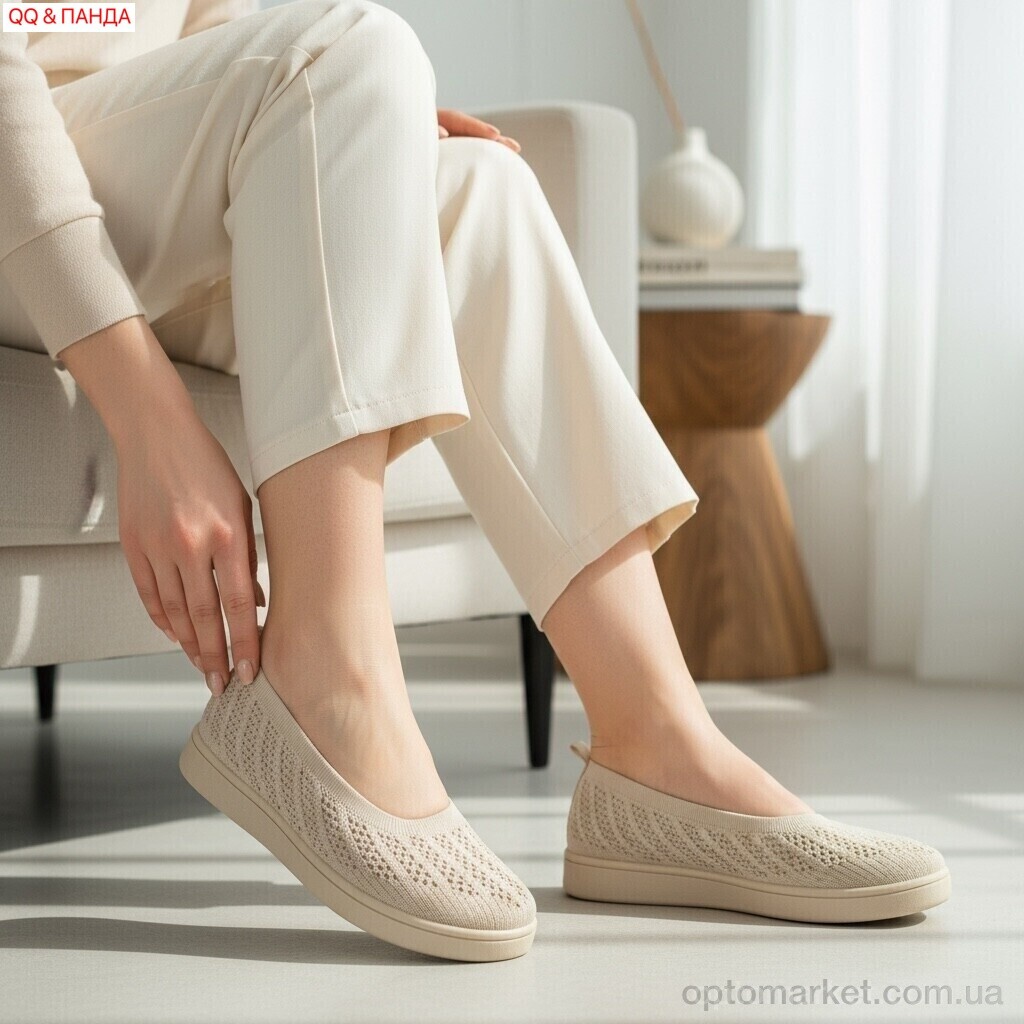 Купить Балетки жіночі 5862-1-2 QQ&Панда бежевий, фото 2