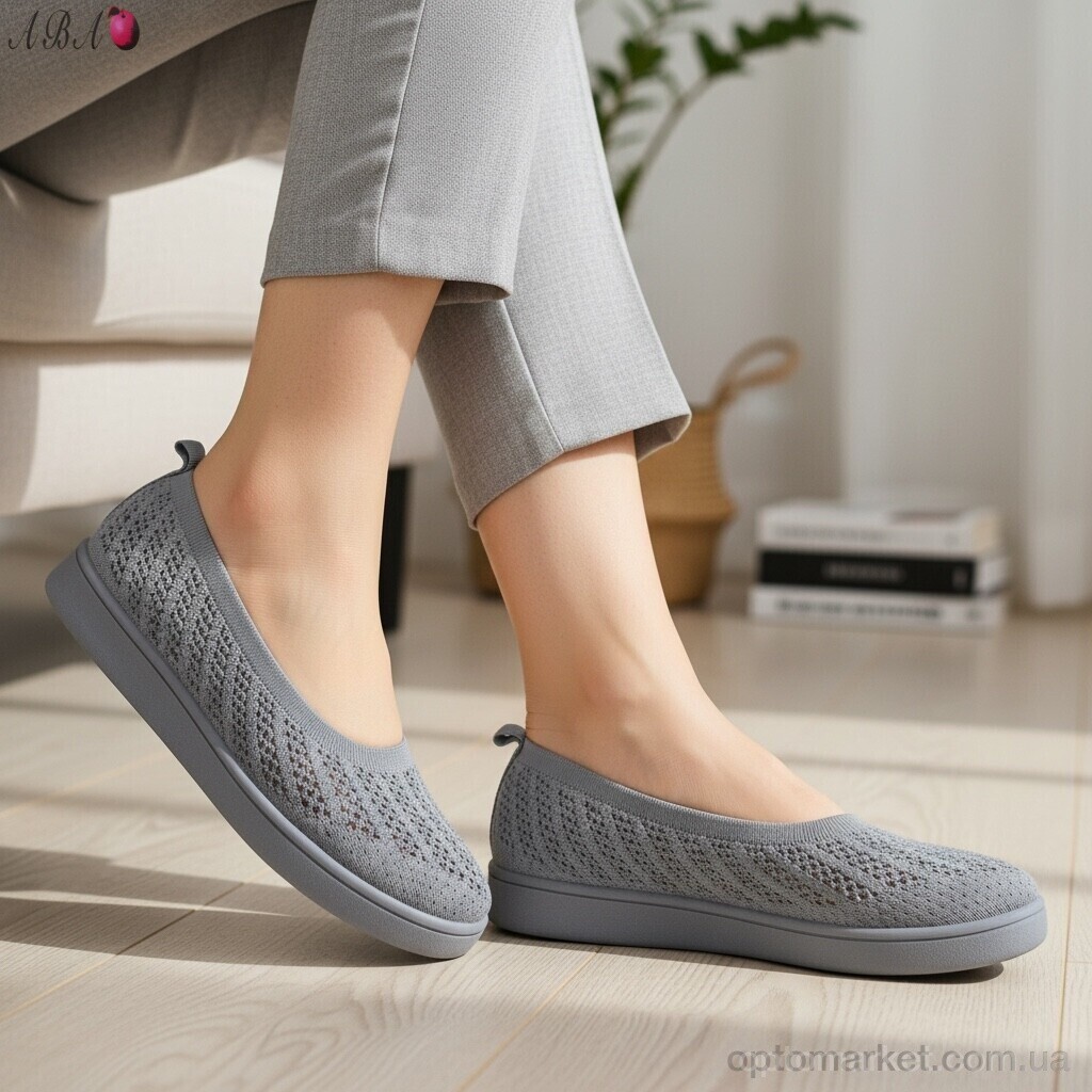 Купить Балетки жіночі 5862-1-5 Aba сірий, фото 2