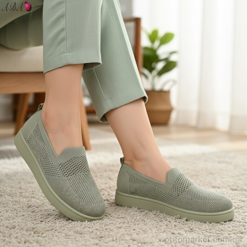 Купить Сліпони жіночі 5864-1-3 Aba зелений, фото 2