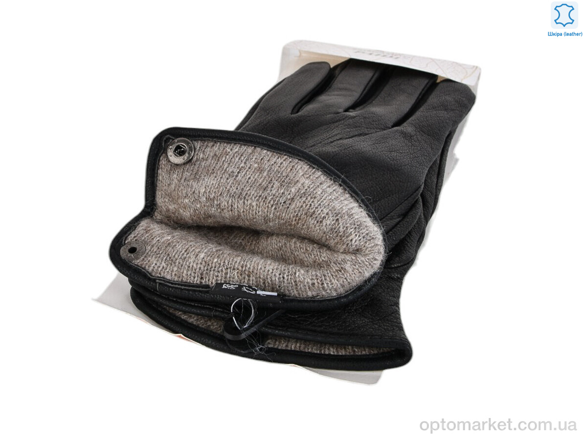 Купить Рукавички чоловічі 61-3 black олень Paidi чорний, фото 2