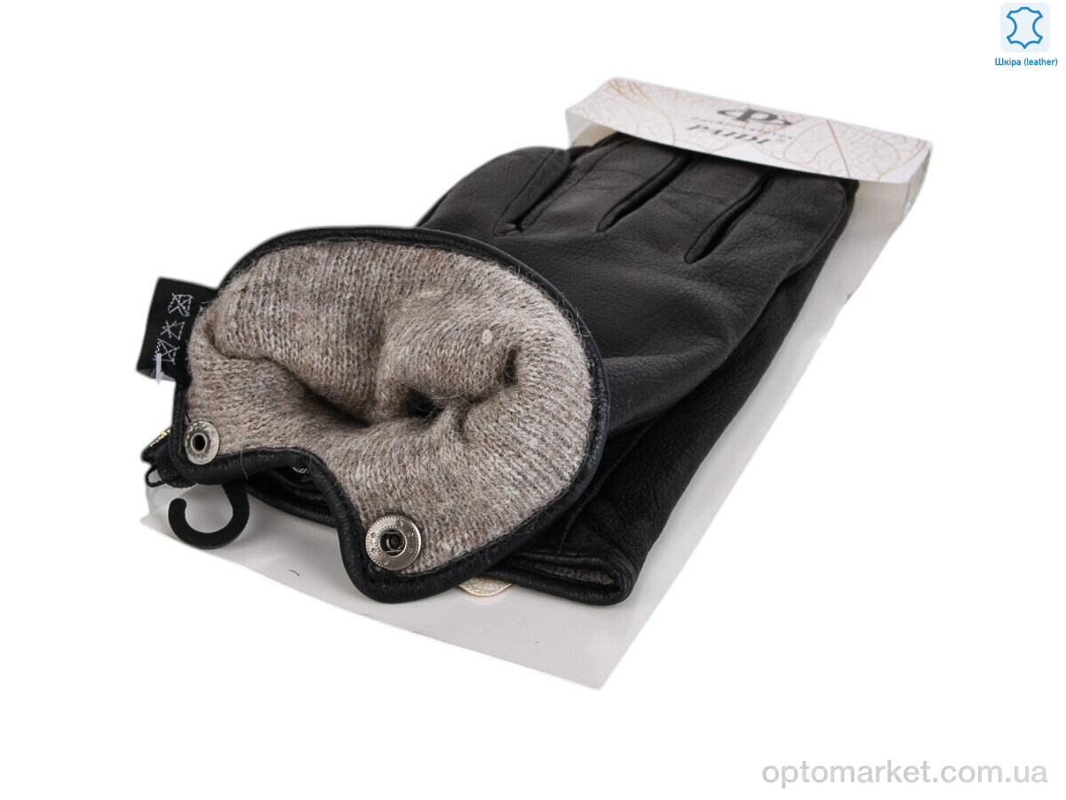 Купить Рукавички чоловічі 61-5 black олень Paidi чорний, фото 2