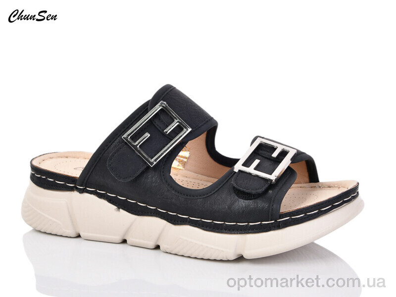 Купить Шльопанці жіночі 6383-1 Chunsen чорний, фото 1