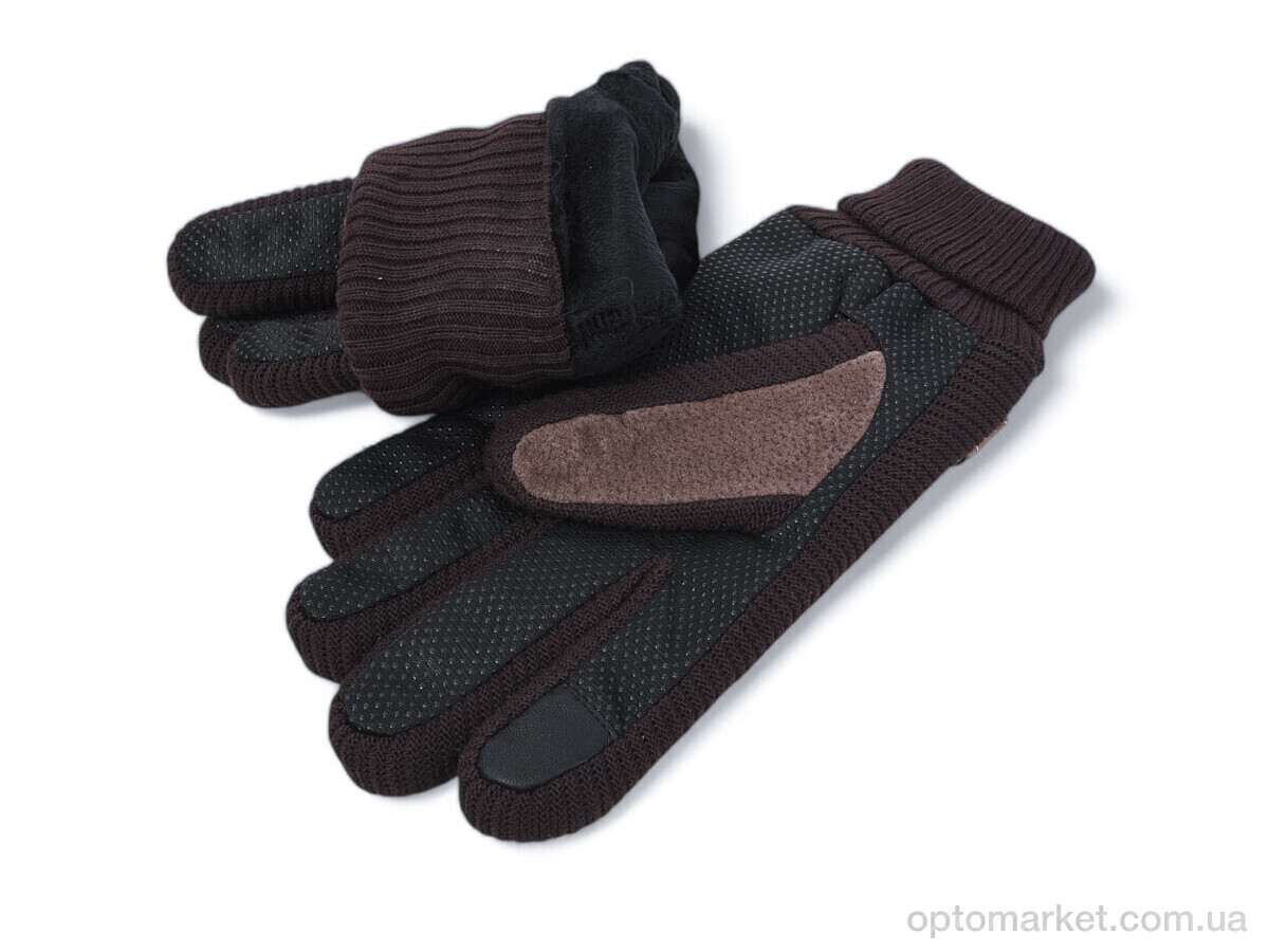 Купить Рукавички чоловічі 64-2 brown Number one коричневий, фото 2