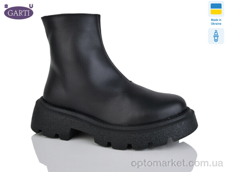 Купить Черевики жіночі 6725 чорна шкіра байка Garti чорний, фото 1