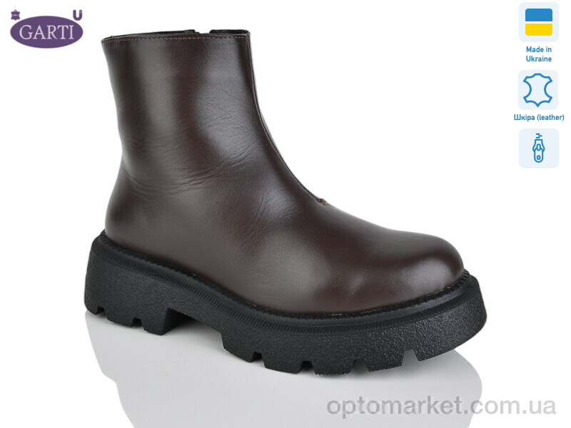 Купить Черевики жіночі 6725 корич шкіра хутро Garti коричневий, фото 1