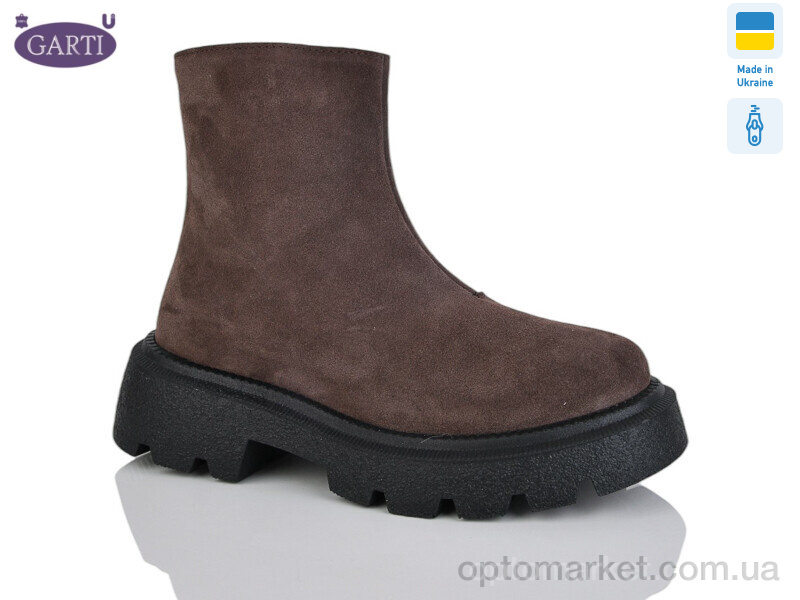 Купить Черевики жіночі 6725 корич замш хутро Garti коричневий, фото 1