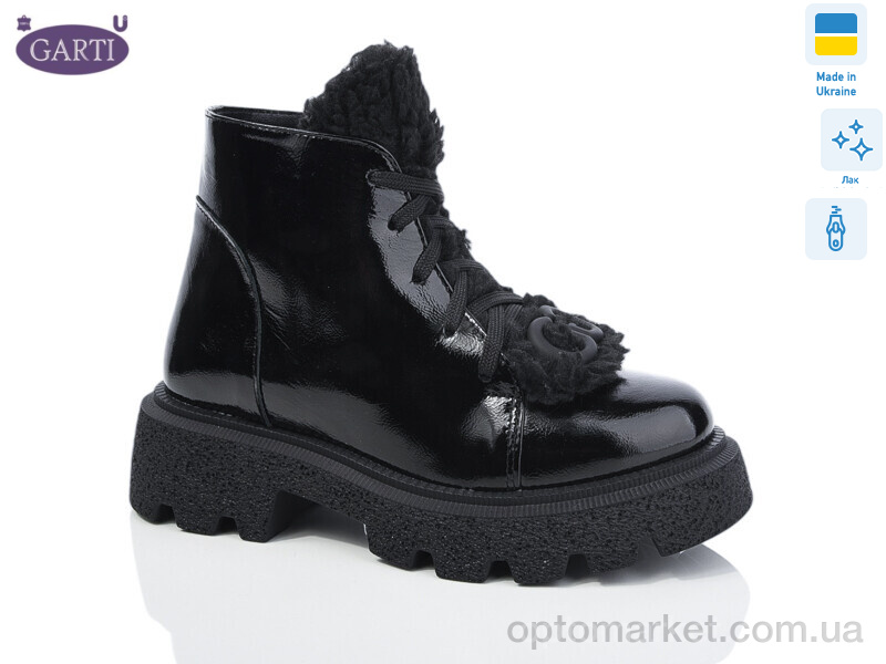 Купить Черевики жіночі 6971 чорний лак байка Garti чорний, фото 1
