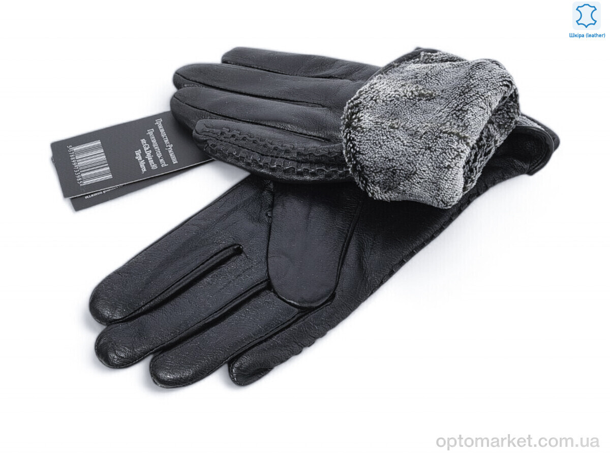 Купить Рукавички жіночі 718 black шкіра кози махра Rubi чорний, фото 2