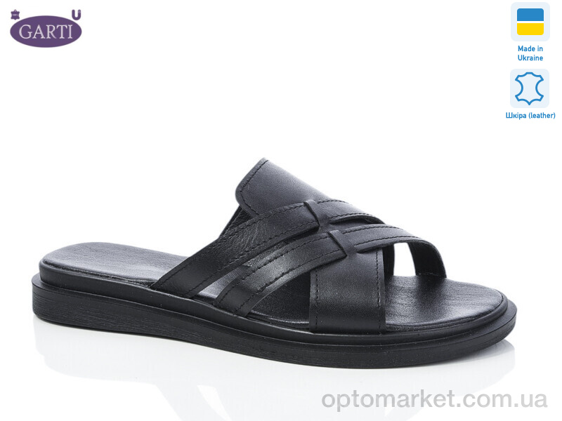 Купить Шльопанці жіночі 74 чорна шкіра Garti чорний, фото 1