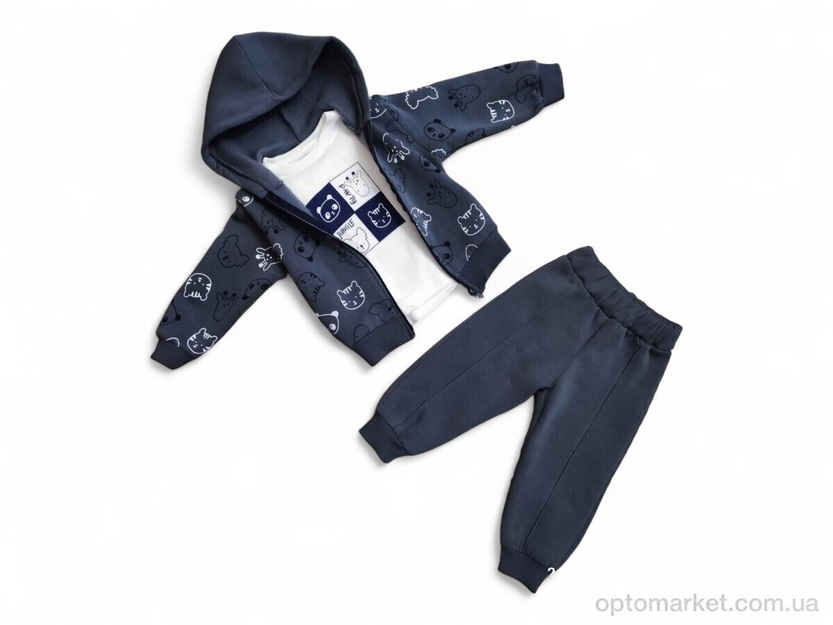 Купить Комплекти дитячі дитячі 836 графітовий батнік-кофта-штани Y.T.M.Kids графіт, фото 1