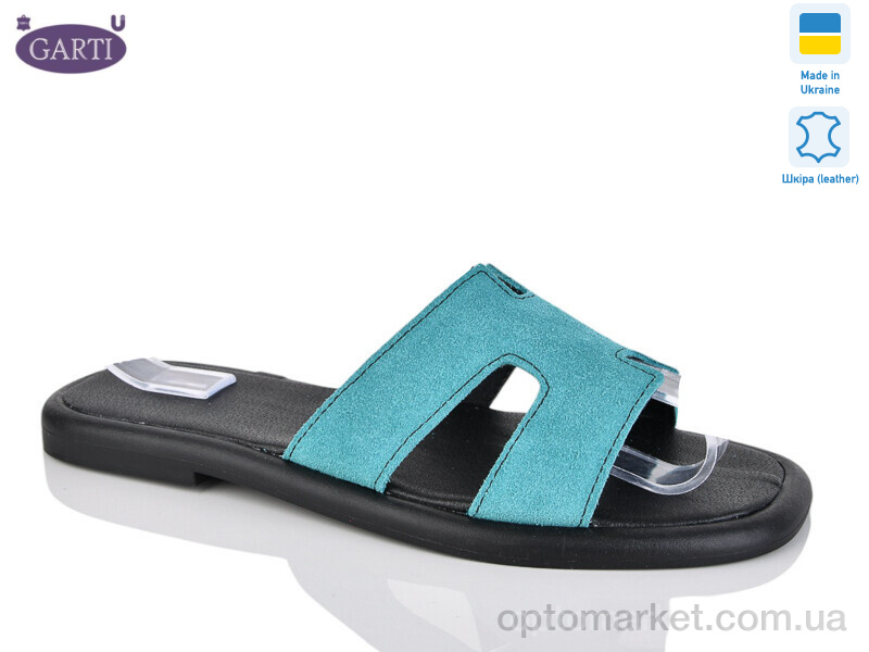 Купить Шльопанці жіночі 84 бірюзовий замш Garti зелений, фото 1