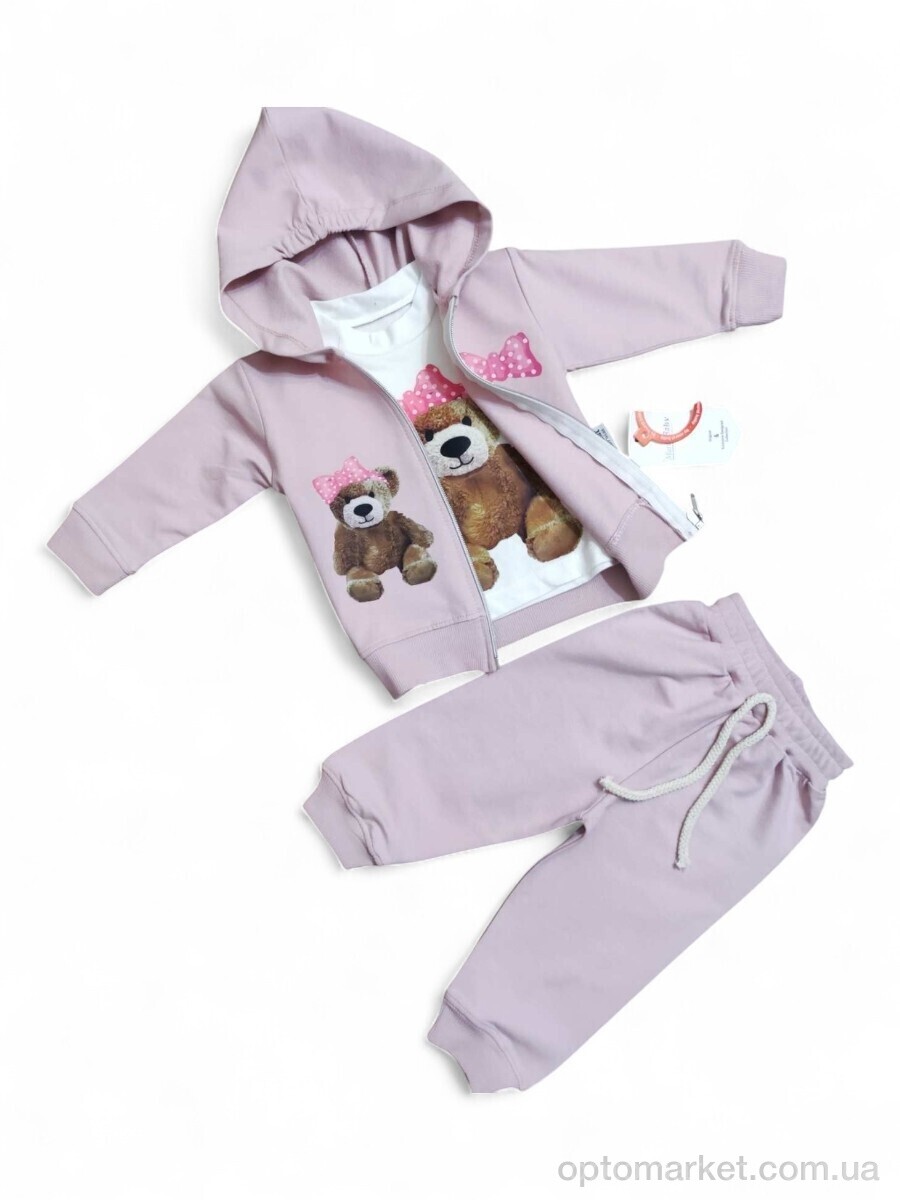 Купить Комплекти дитячі дитячі 8421 пудровий костюм-трійка Murat Baby рожевий, фото 1