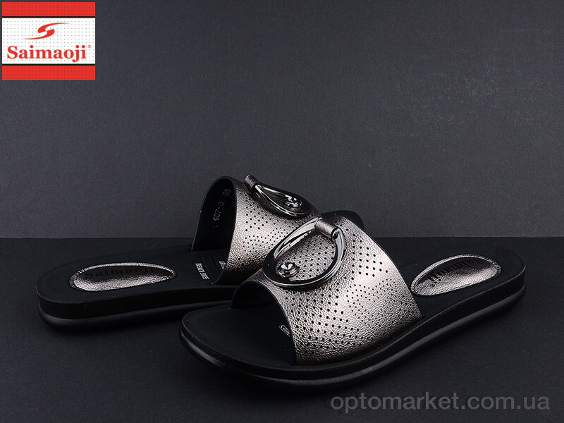 Купить Шльопанці жіночі 907-8 Saimaoji графіт, фото 2