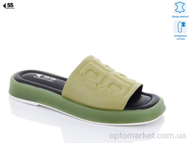 Купить Шльопанці жіночі 91-398-91 Sherlock Soon зелений, фото 1