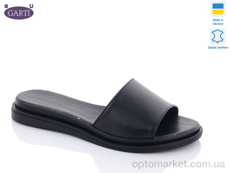 Купить Шльопанці жіночі 97 чорна шкіра Garti чорний, фото 1