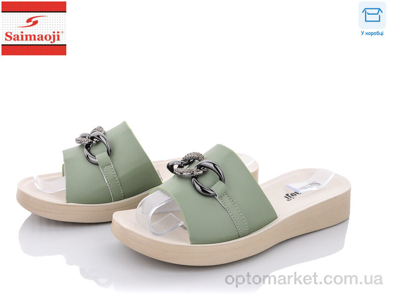 Купить Шльопанці жіночі A7258-16 Saimaoji зелений, фото 1