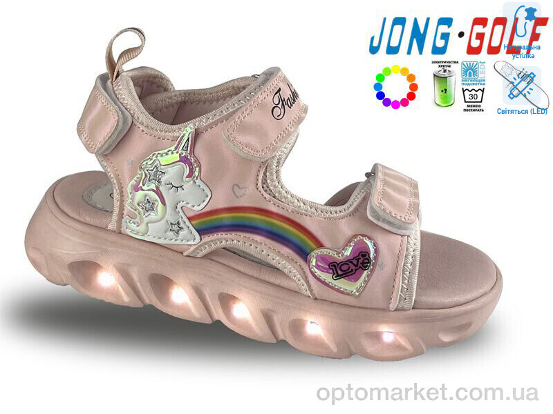 Купить Босоніжки дитячі B20402-8 LED JongGolf рожевий, фото 1