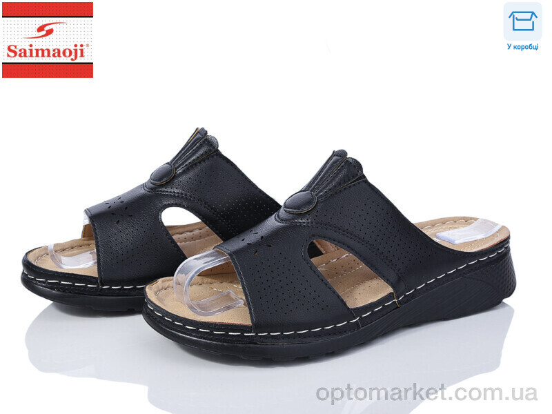 Купить Шльопанці жіночі B3-1 Saimaoji чорний, фото 1