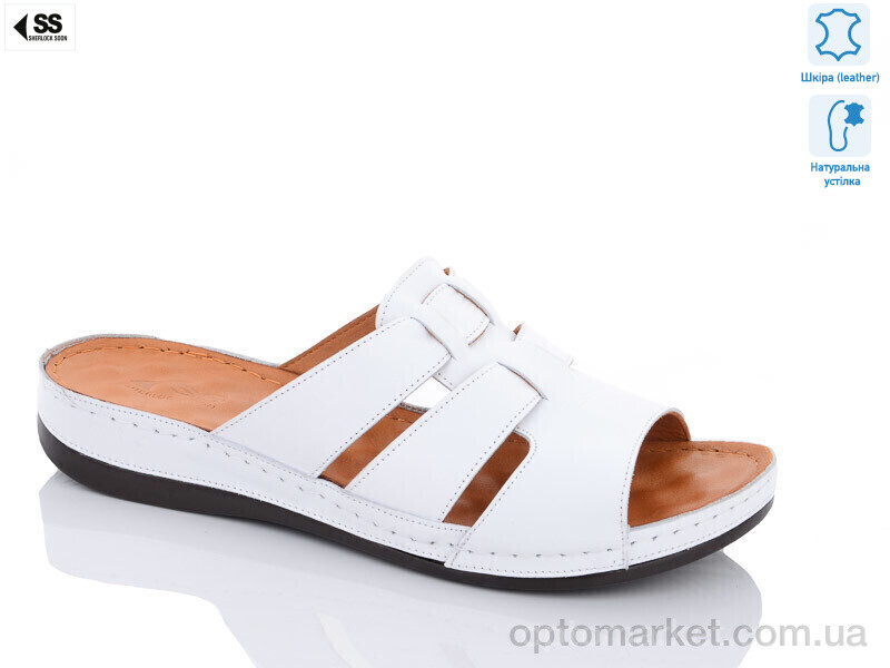 Купить Шльопанці жіночі БАТАЛ-327(32) Sherlock Soon білий, фото 1