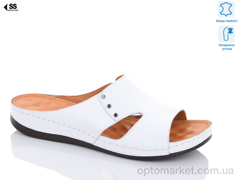 Купить Шльопанці жіночі БАТАЛ-331(32) Sherlock Soon білий, фото 1