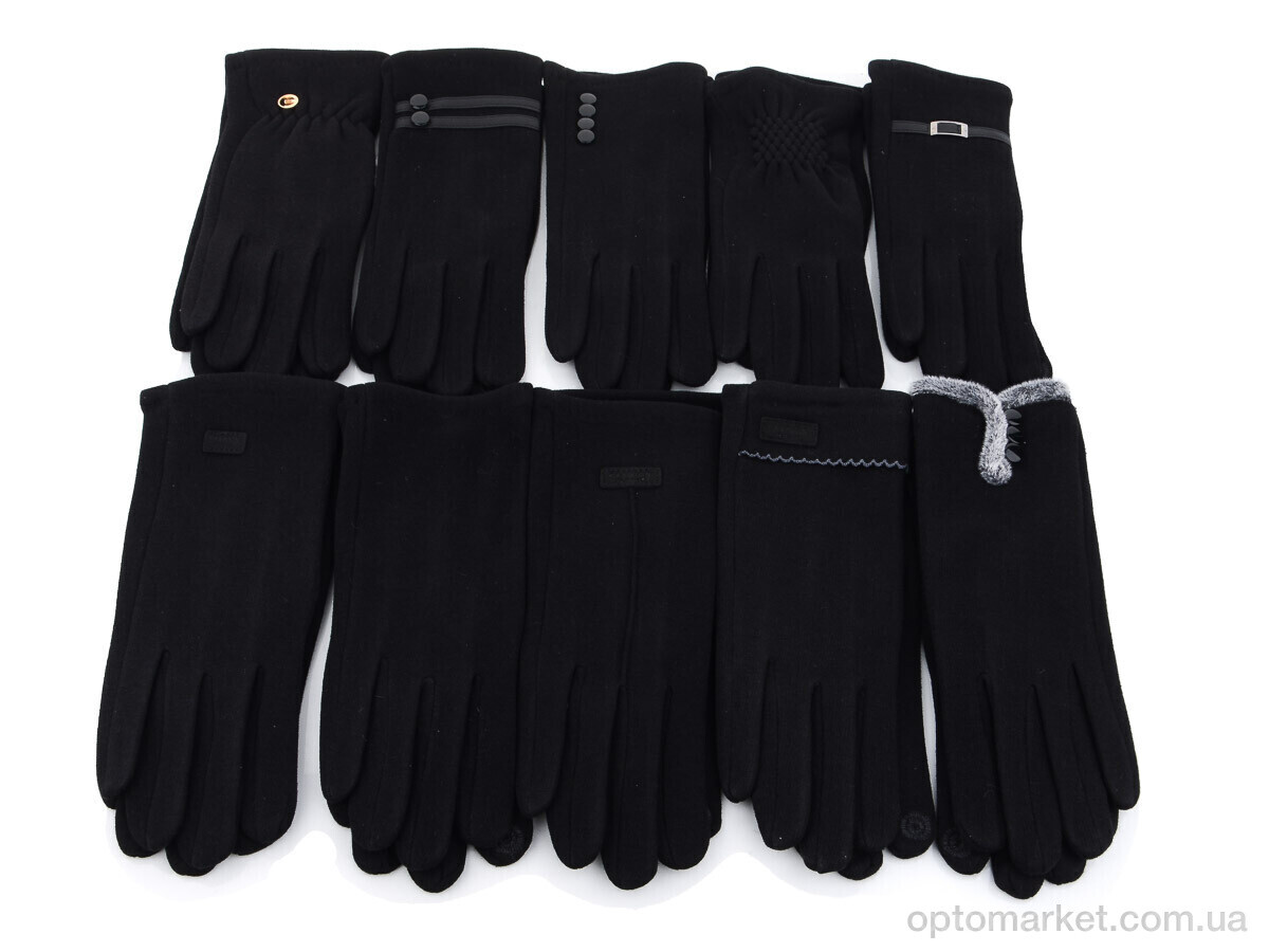 Купить Рукавички жіночі BDR Ж/трикотаж mix Королева чорний, фото 1