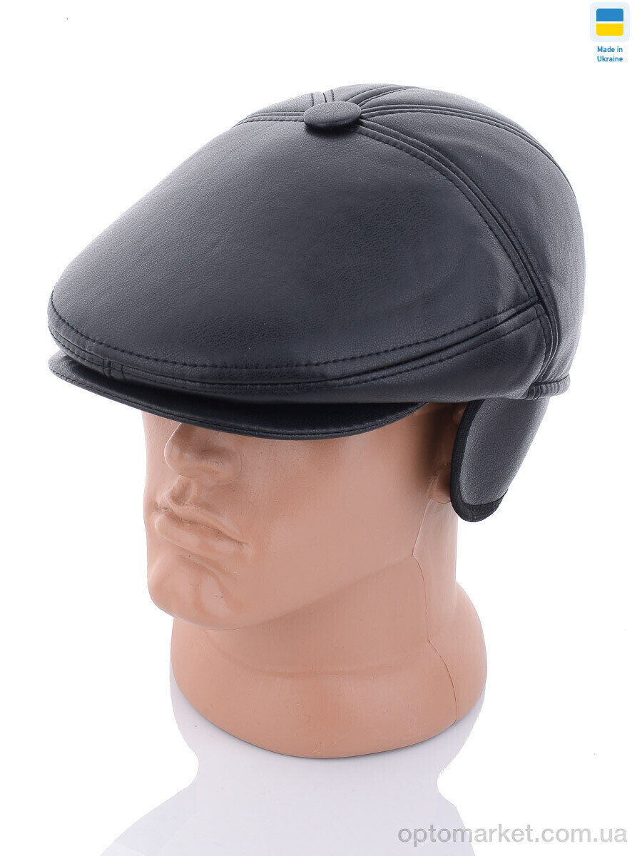 Купить Кепка чоловічі Бейсболка пятиклинка кожзам на флісі з вушками Lider чорний, фото 1