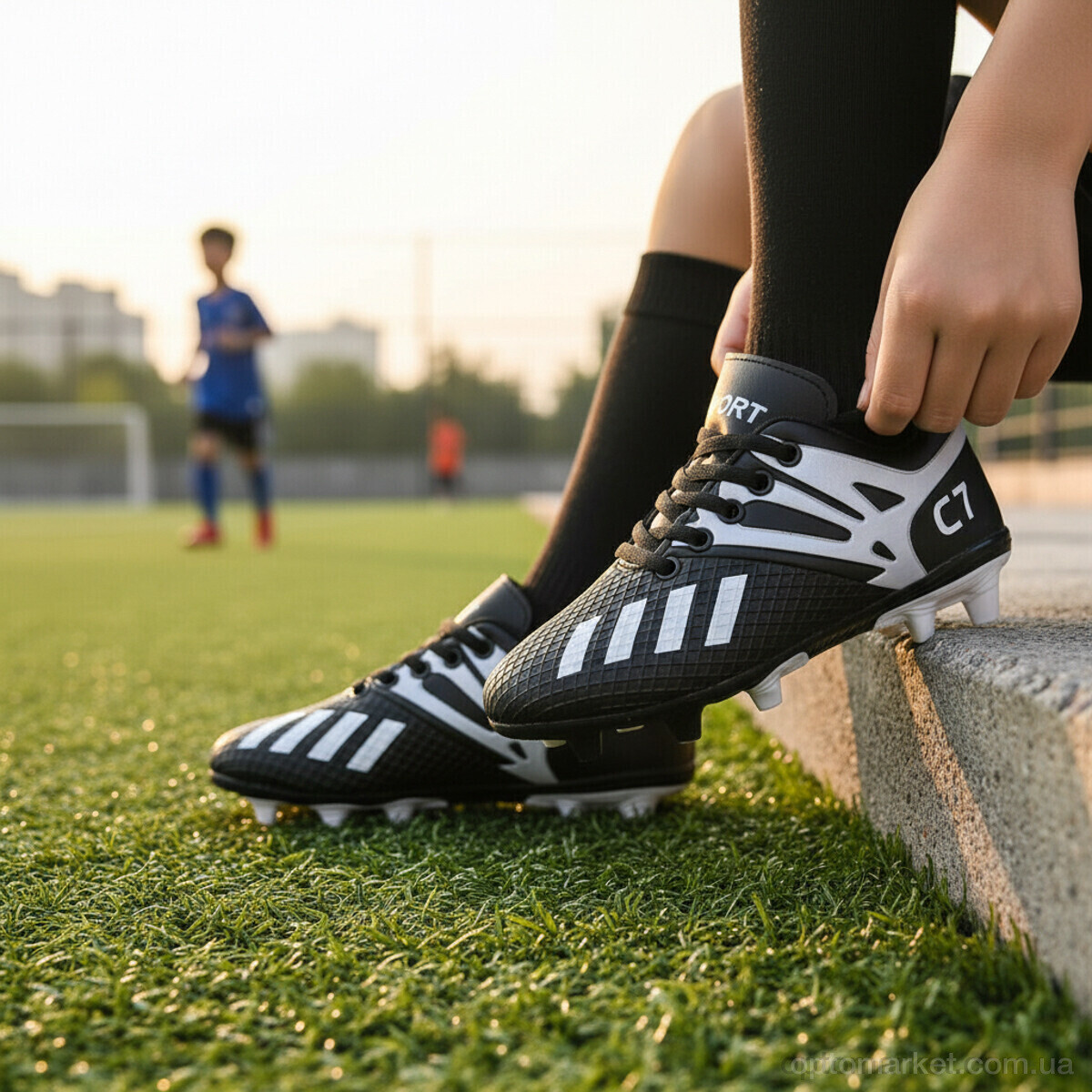 Купить Футбольне взуття дитячі C22-1 ASHIGULI чорний, фото 2