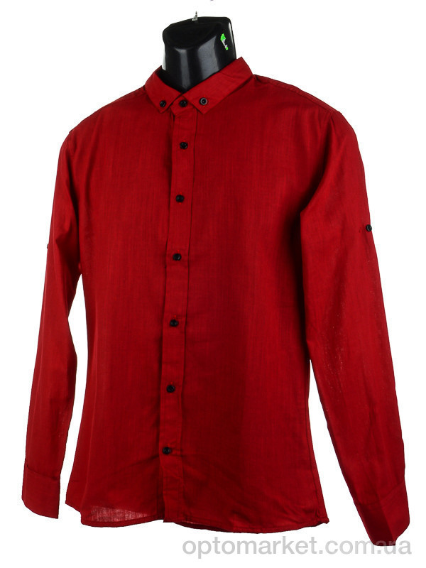 Купить Рубашка мужчины Лён бордо Verton бордовый, фото 2