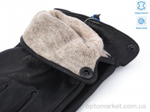 Рукавички чоловічі 0533B шкіра оленя вовна Alisa чорний  оптом от Optomarket