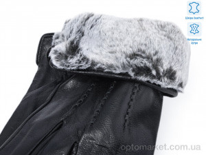 Рукавички чоловічі 0539 шкіра кролик Number one чорний  оптом от Optomarket