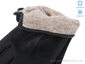 Рукавички чоловічі 0542B шкіра оленя вовна Alisa чорний  оптом от Optomarket